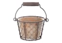 esschert design Übertopf mit Drahtkorb Henkel Terracotta Landhausstil Bild 2