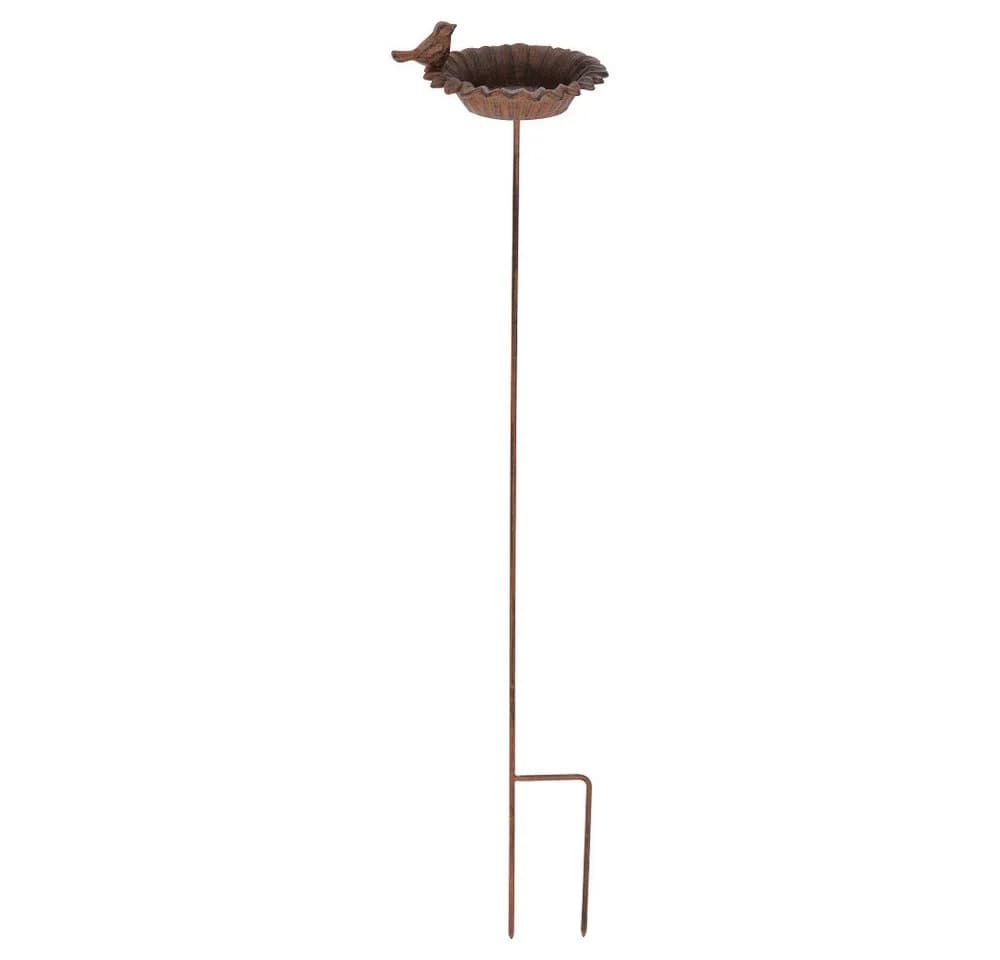 Esschert Design Vogeltränke Elegante Vogeltränke auf einem Stab Antik-braun