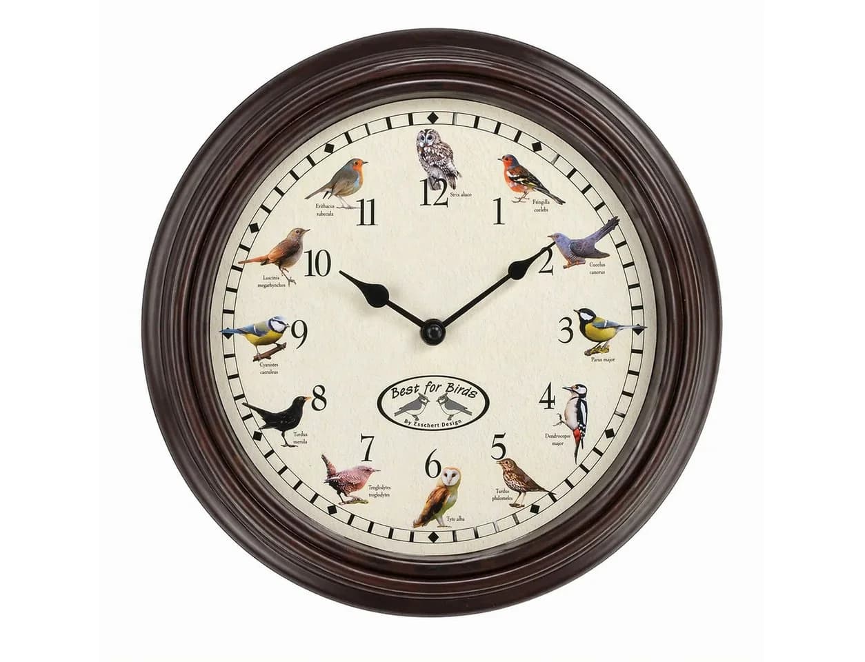 esschert design Wanduhr mit Vogelgezwitscher 29,8 cm Braun - Bild 2