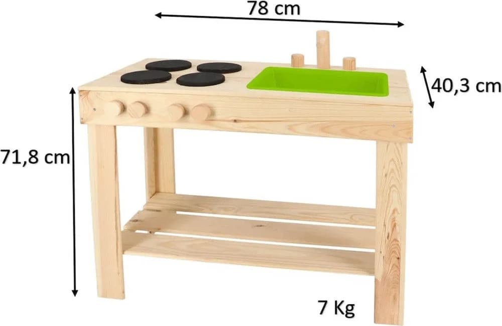 Kinder Matschküche Kiefernholz Kochfeld Spüle Esschert Design