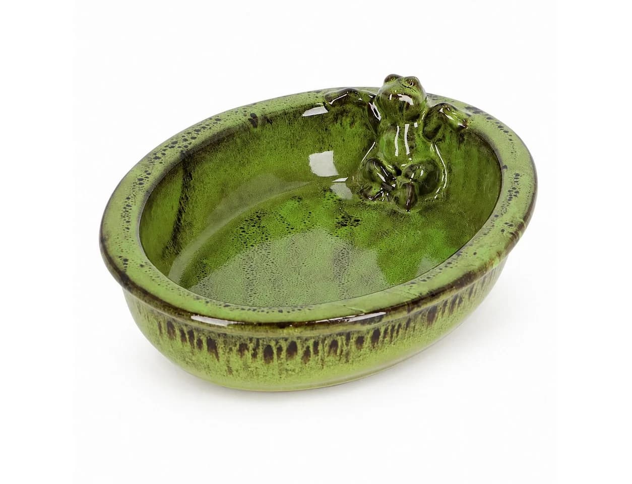 esschert design Vogeltränke Keramik oval mit Frosch grün - Bild 2