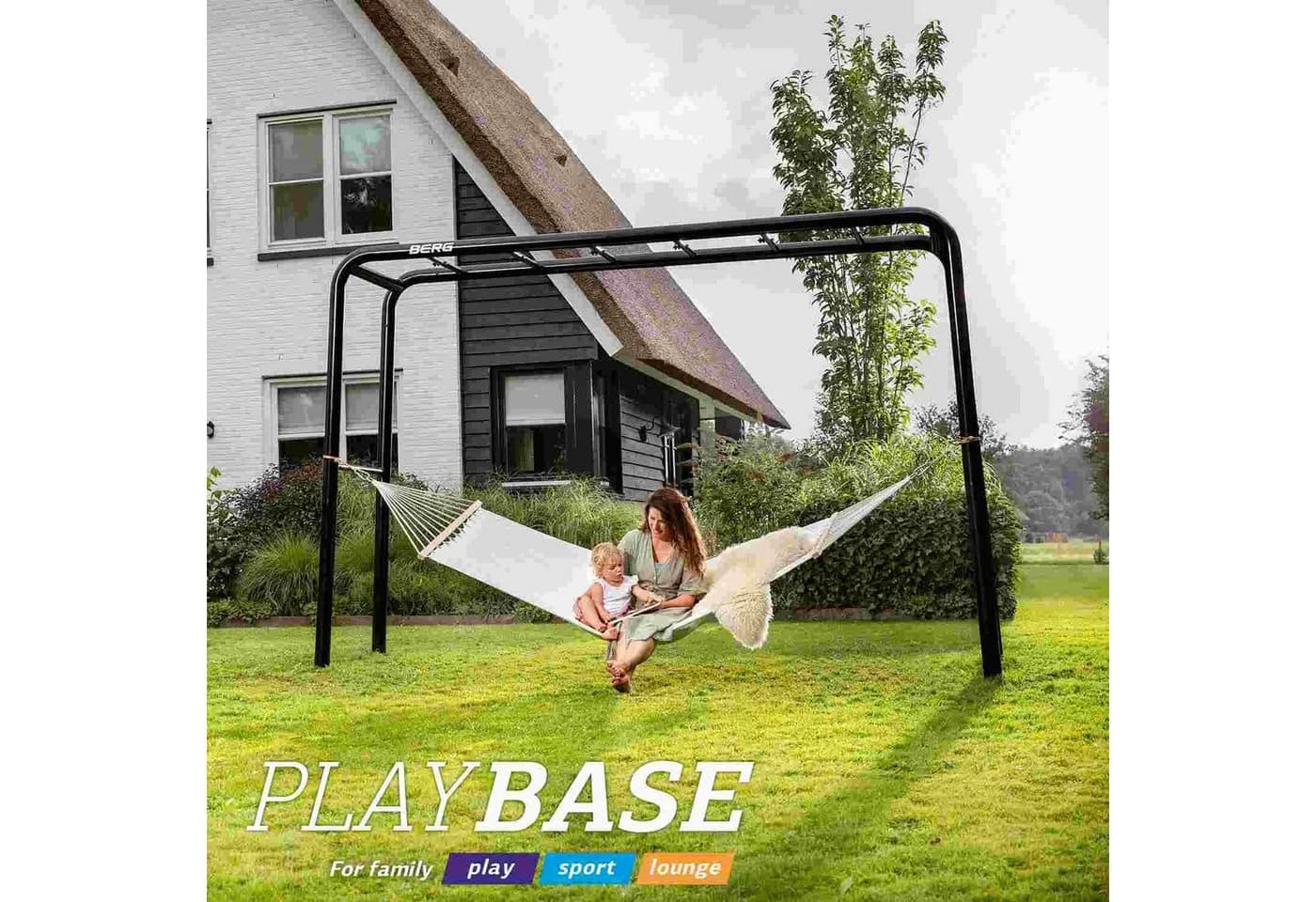 Berg PlayBase M Klettergerüst mit Reckstange, Leiter & 2 Holzschaukeln Schwarz - Bild 4
