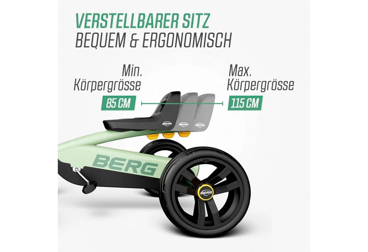 Berg Tretfahrzeug Gokart „Buzzy“ Grün/Schwarz - Bild 5