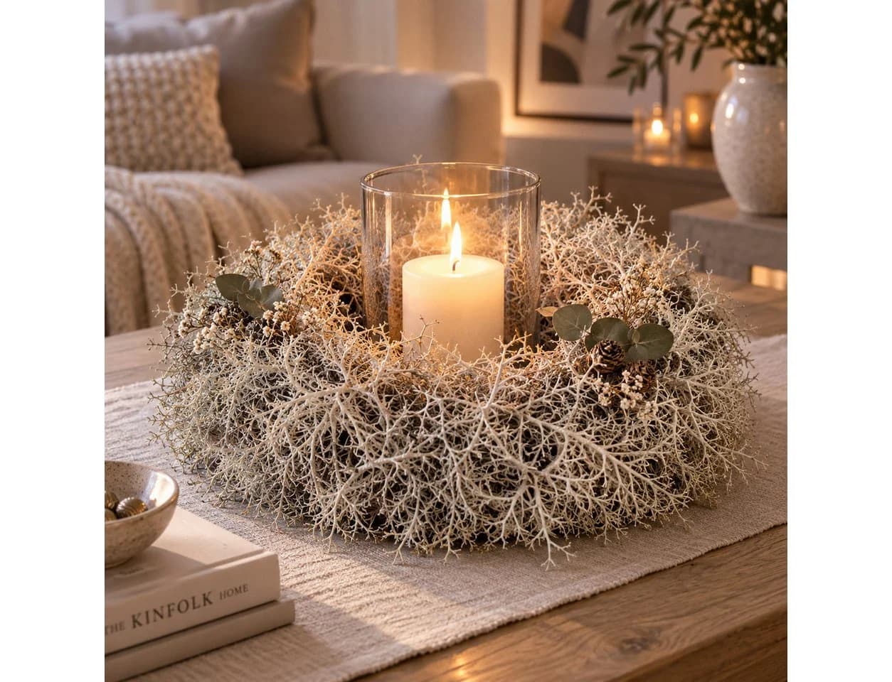 finehomegarden Dekokranz Iron Busch Ø35 cm Weiß - Bild 3