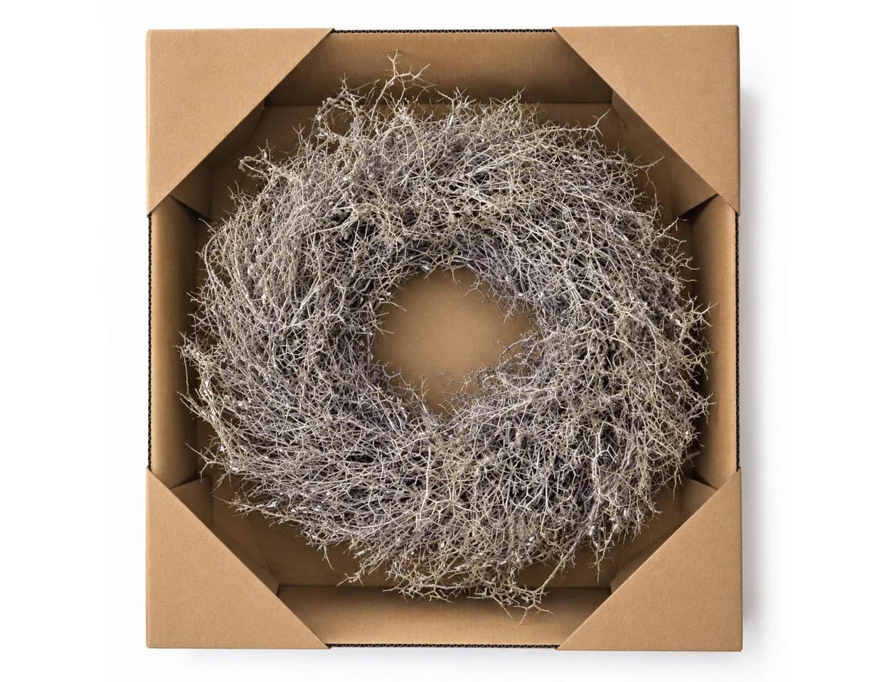 finehomegarden Dekokranz Iron Busch 35 cm Platin Naturdeko