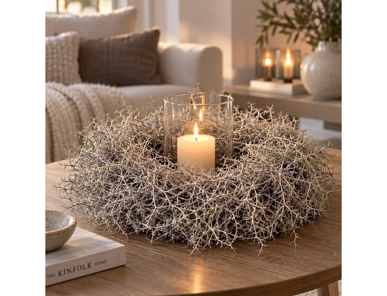 finehomegarden Dekokranz Iron Busch 35 cm Platin Naturdeko - Bild 3