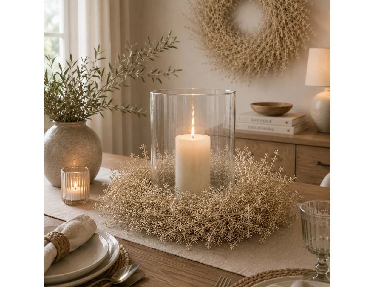 finehomegarden Dekokranz Asparagus Ø35cm Platin Herbstdeko - Bild 3