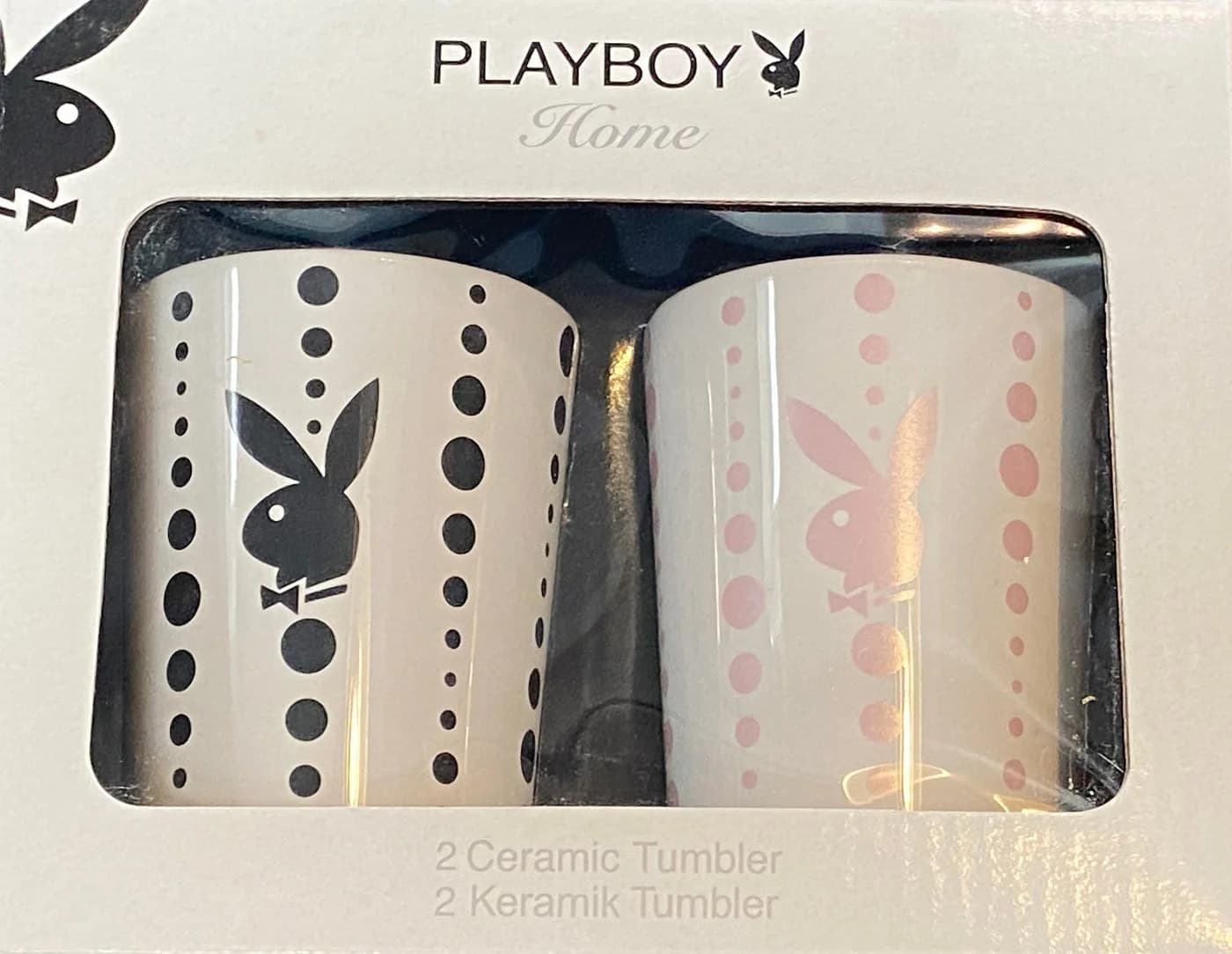 Playboy Zahnputzbecher 2er Set Bunny Keramik Rosa/Schwarz