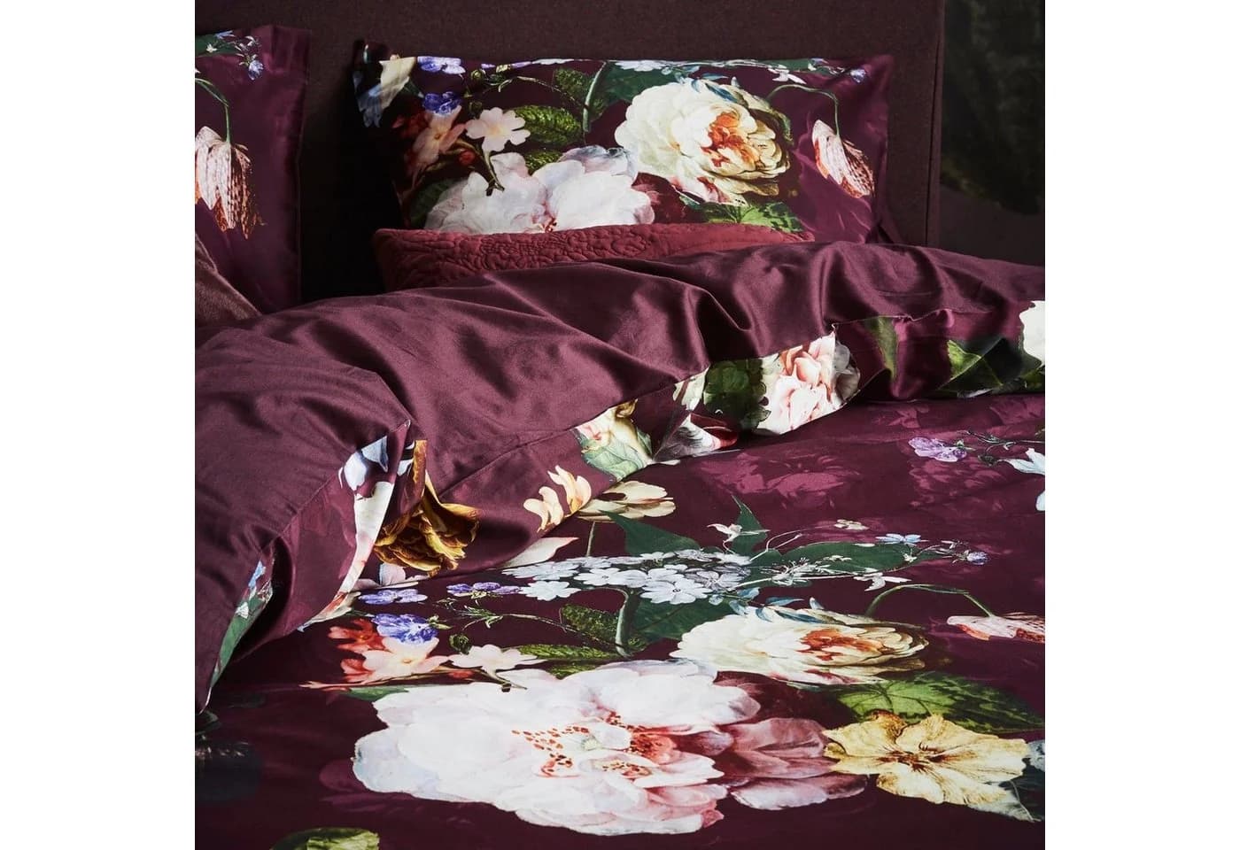 Essenza Wendebettwäsche Fleur Burgundy Satin 2-teilig Floral - Bild 4