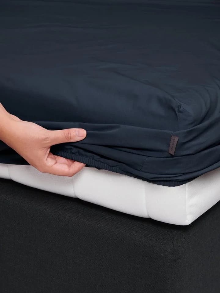ESSENZA Spannbettlaken Premium Perkal Blau Uni
