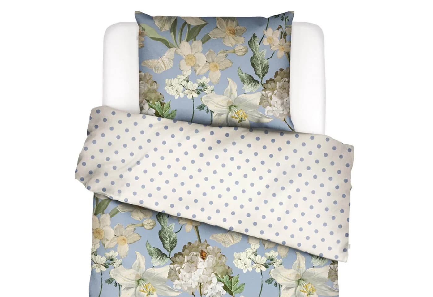 Essenza Wendebettwäsche Rosalee Satin Floral Blau
