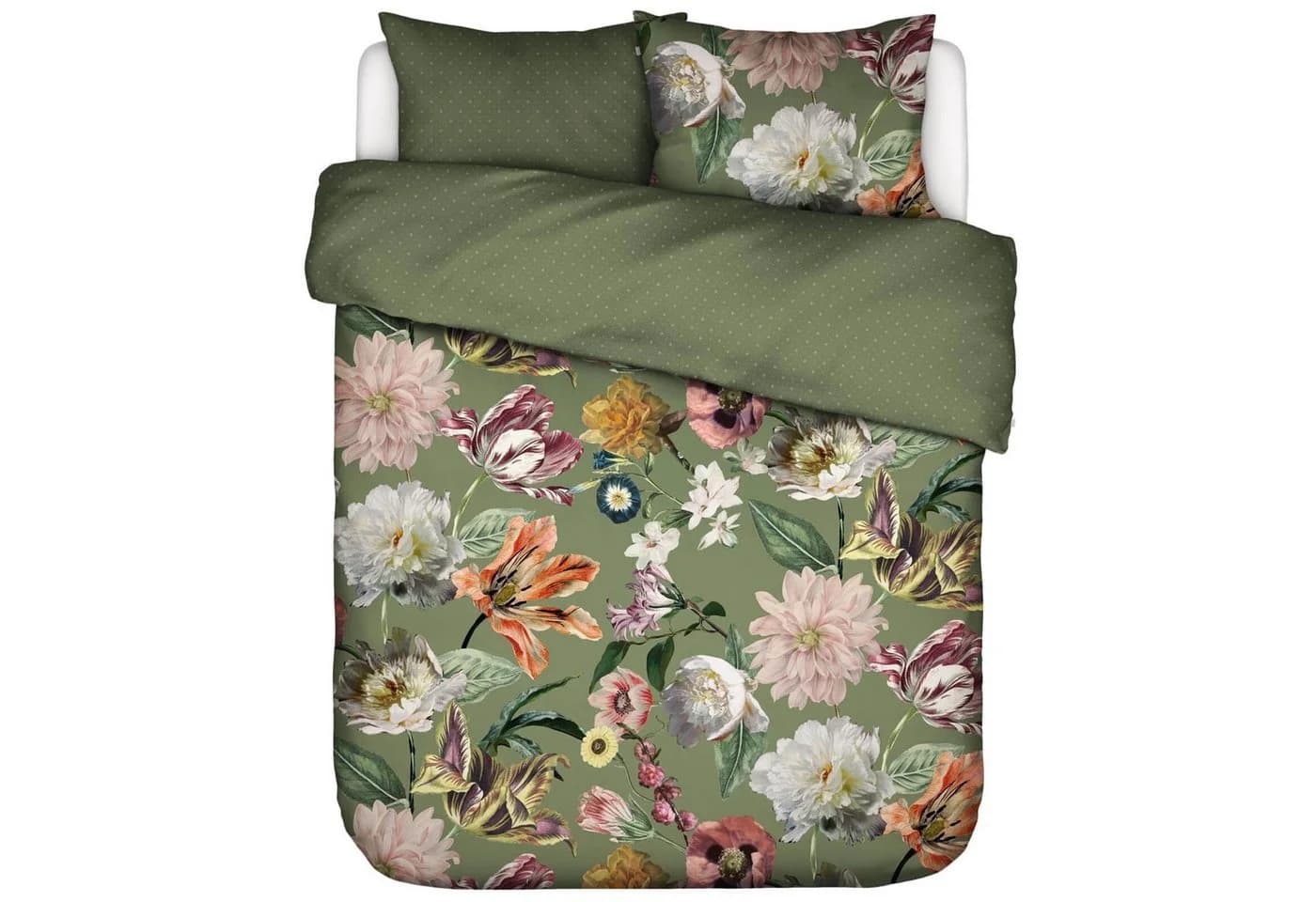 ESSENZA Bettwäsche Filou Forest Green Satin 3-teilig Floral - Bild 4