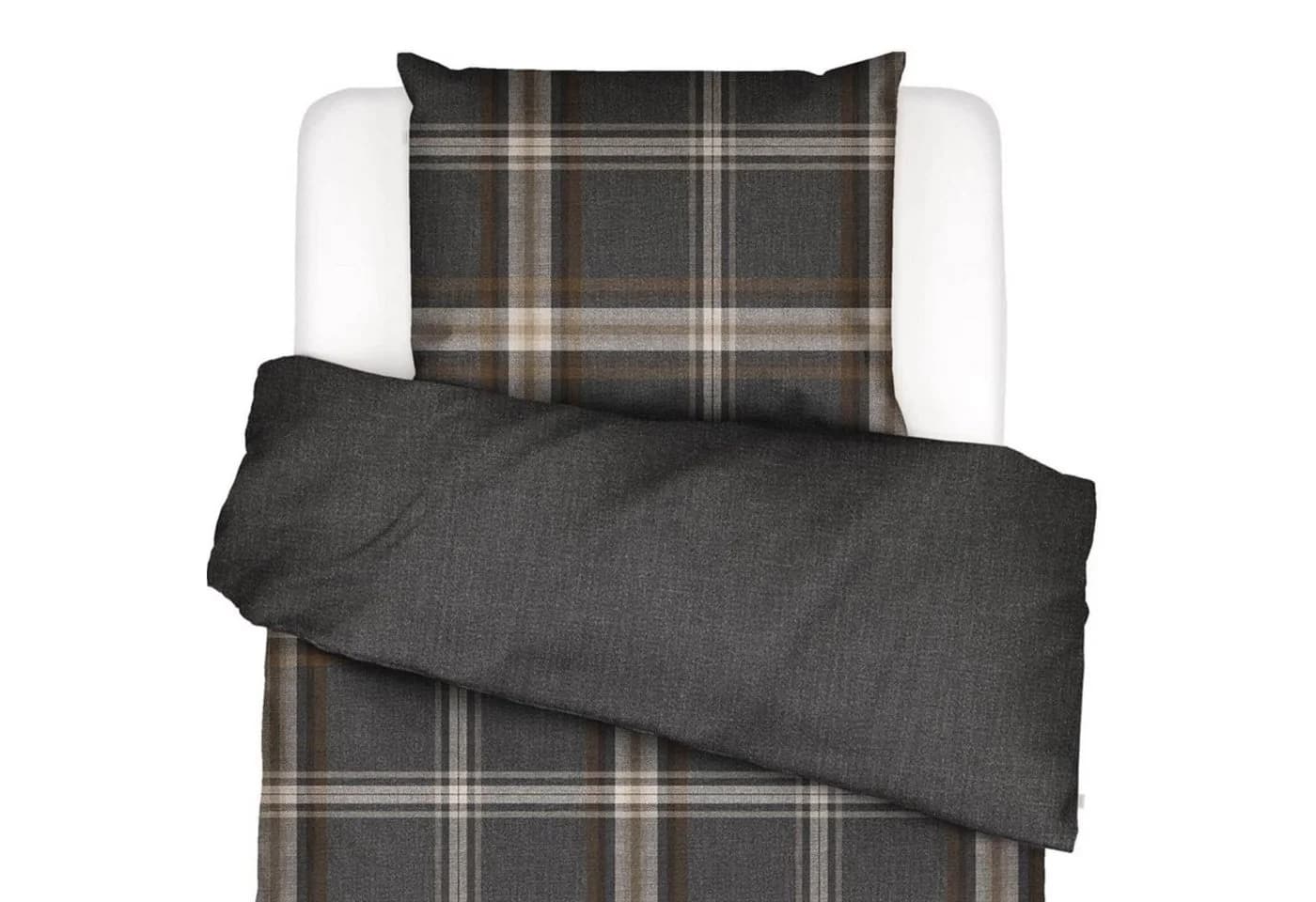 Essenza Wendebettwäsche Valentina Grey Flanell 2-teilig Karo Grau