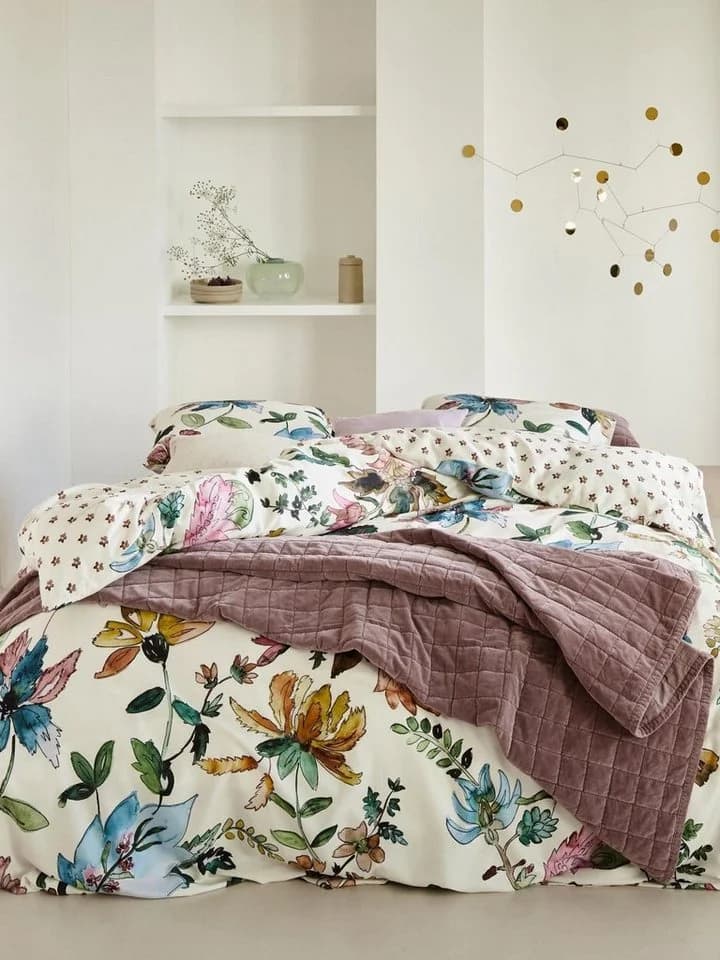 ESSENZA Plaid Julia aus Baumwollsamt, Rosa, Karomuster