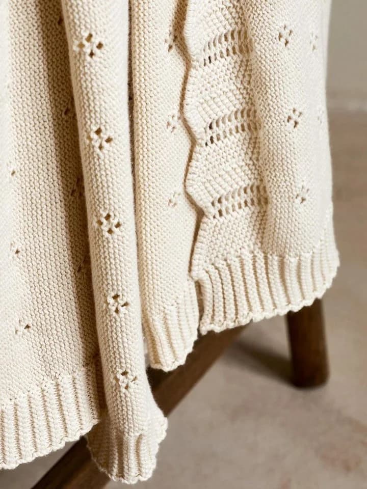 Essenza Plaid Knitted Ajour aus Bio-Baumwolle Weiß - Bild 5