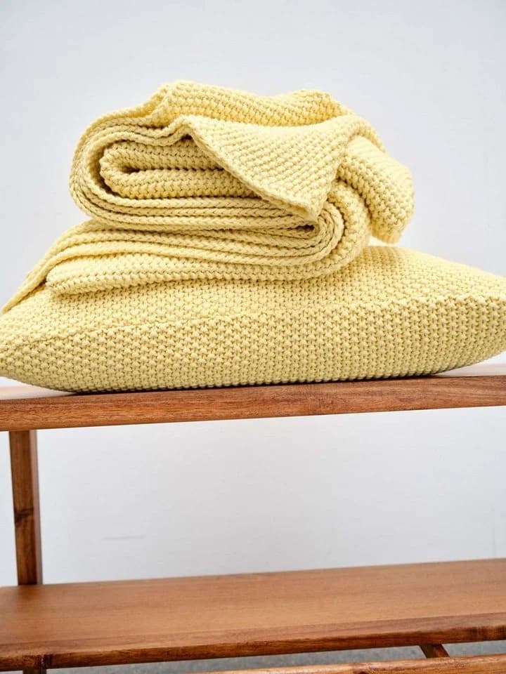 Marc O'Polo Home Plaid Nordic Knit Bio-Baumwolle Gelb