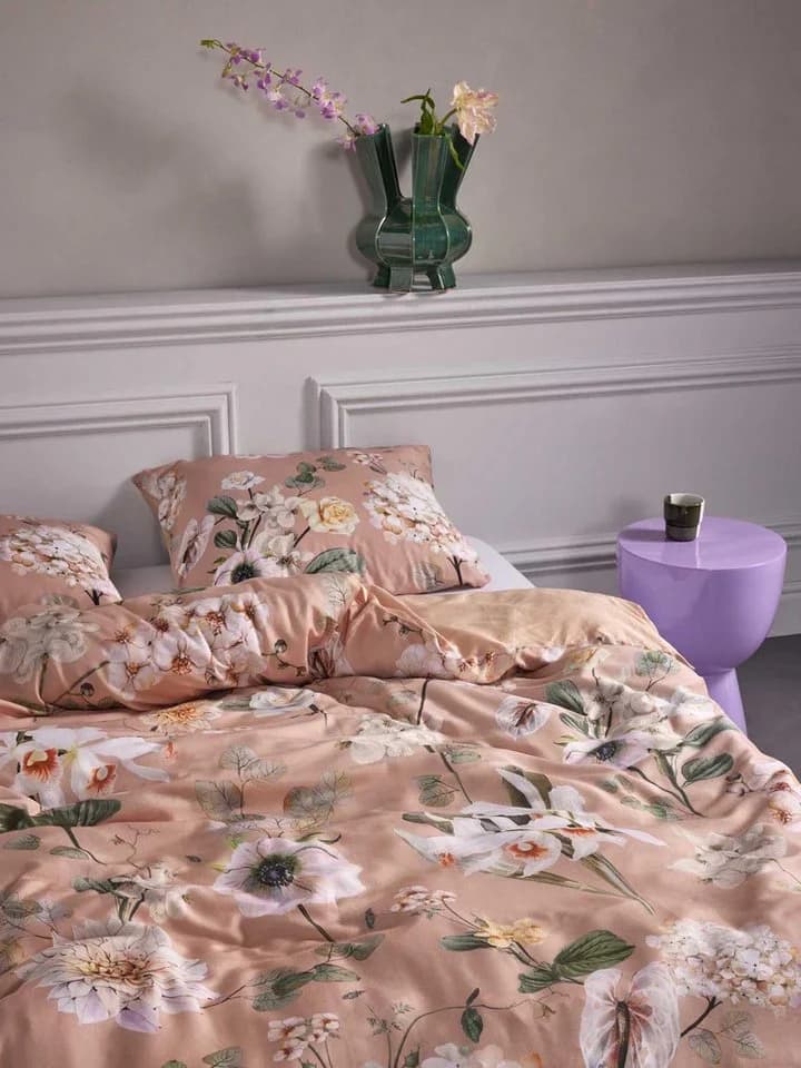 Essenza Bettwäsche Noe Satin 2-teilig Weiß/Beige Floral