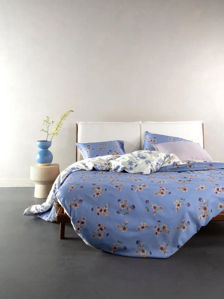 Essenza Bettwäsche Fiora Satin 2-teilig Blau-Violett Floral