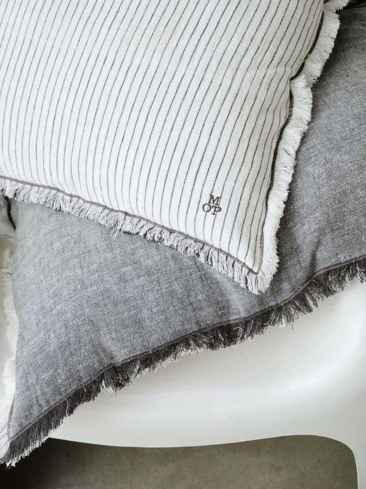 Marc O'Polo Home Dekokissen Fine Stripe Grau Bio-Baumwoll-Leinen-Mix - Bild 3
