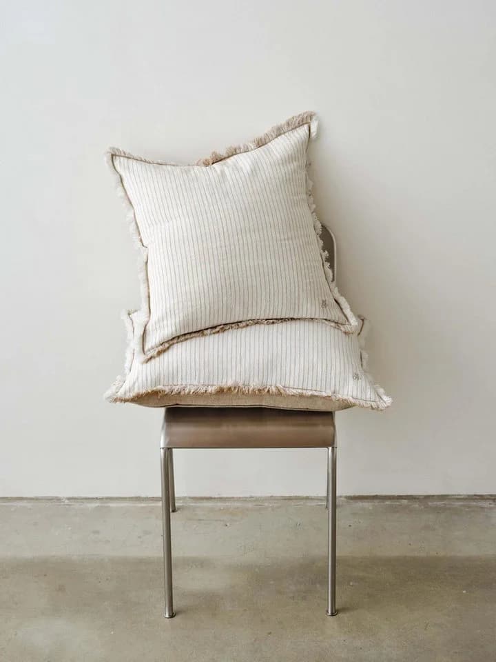 Marc O'Polo Home Dekokissen Fine Stripe Beige Bio-Baumwoll-Leinen-Mix