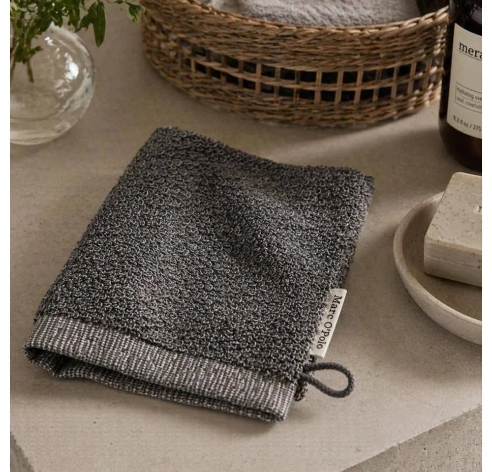 MARC O'POLO Timeless Melange Waschhandschuh Anthracite Bio-Baumwolle - Bild 2