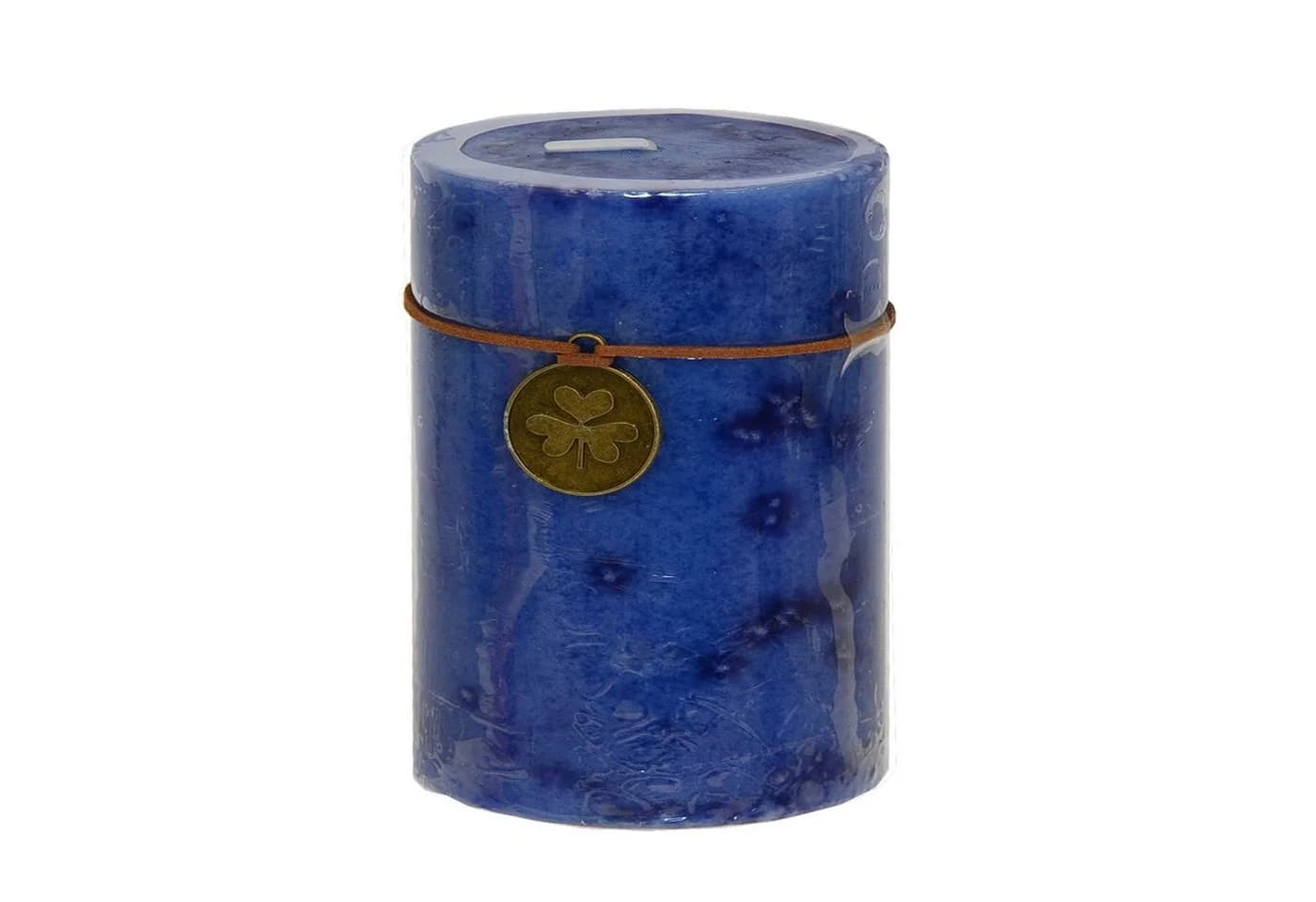 B&S Stumpenkerze Trendkerze marmoriert blau