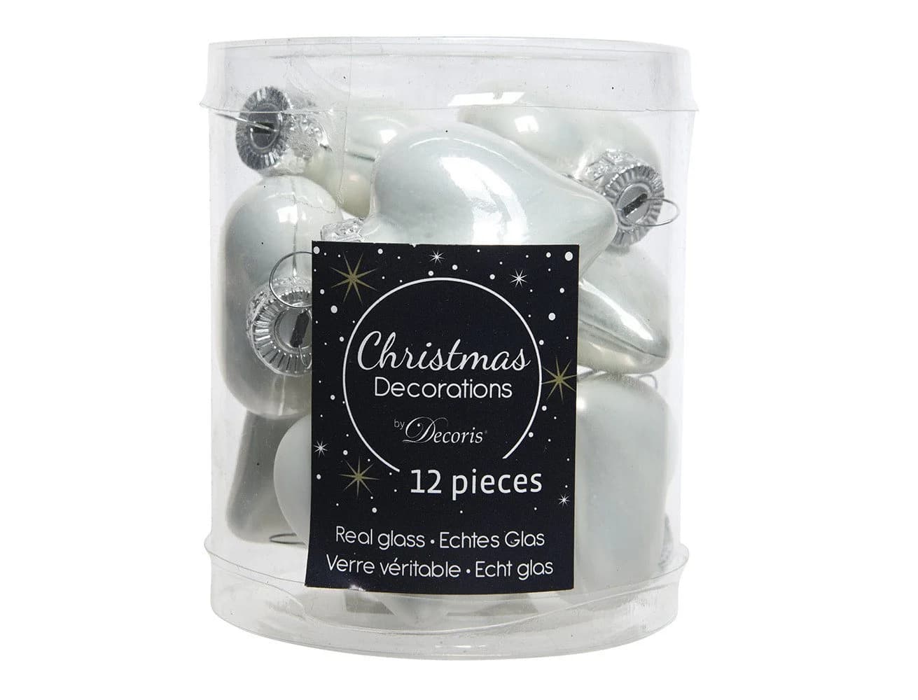 Kaemingk Christbaumschmuck Herzen 4cm Glas 12 Stück Winterweiß - Bild 2