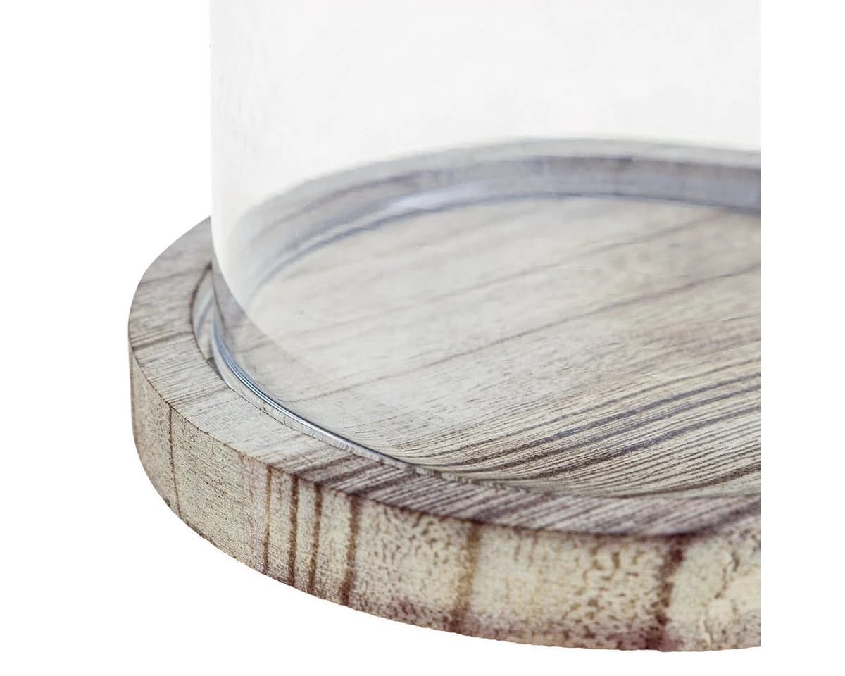 Kaemingk Tischvase Glasglocke mit Holzteller Mini Deko - Bild 3