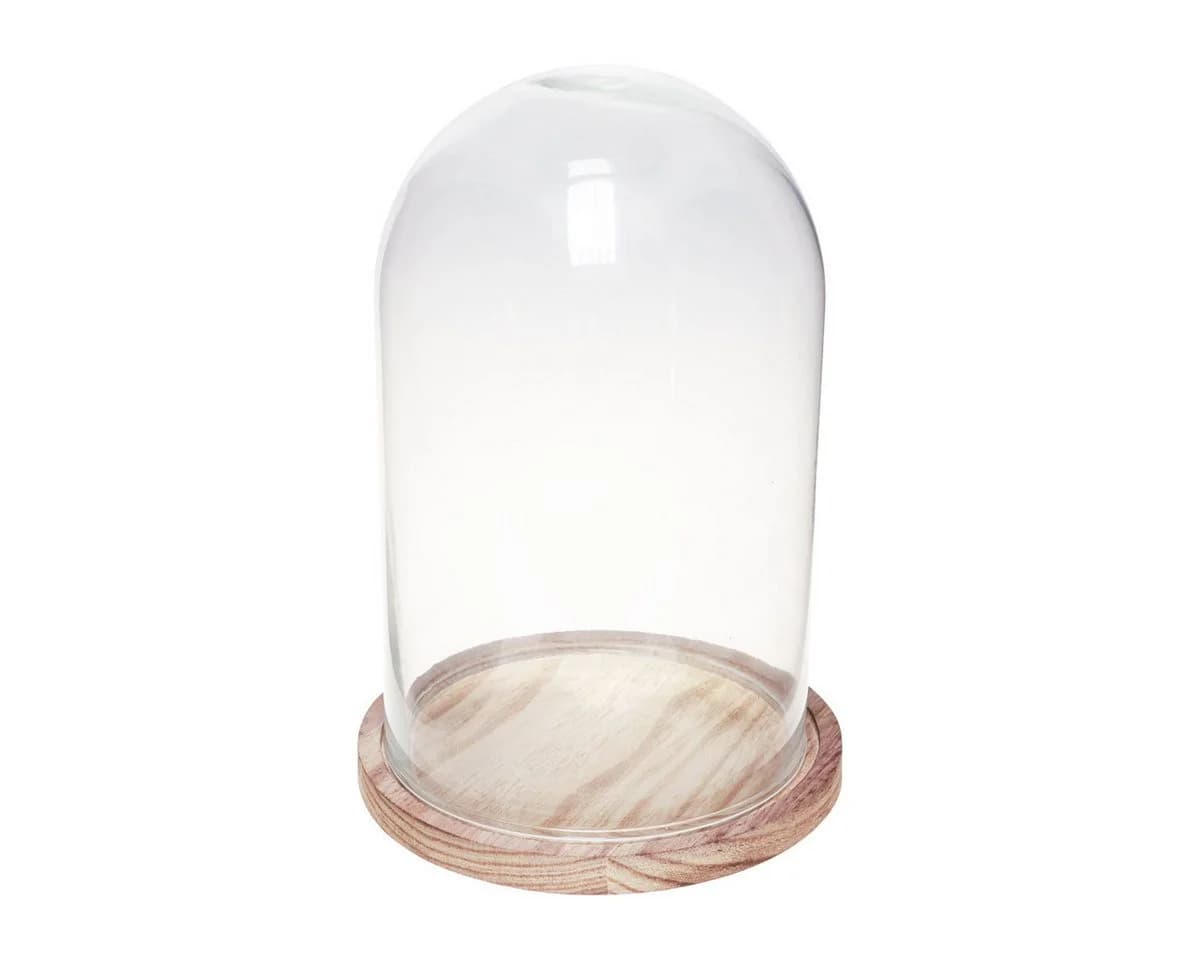 Kaemingk Tischvase Glasglocke Holz-Basis Deko Ø17cm - Bild 3
