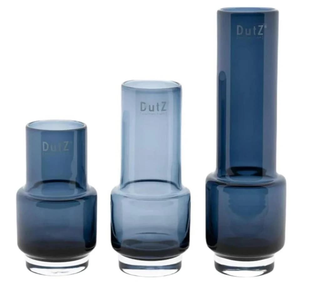 DutZ Dekovase Rona Glas Blau Mundgeblasen