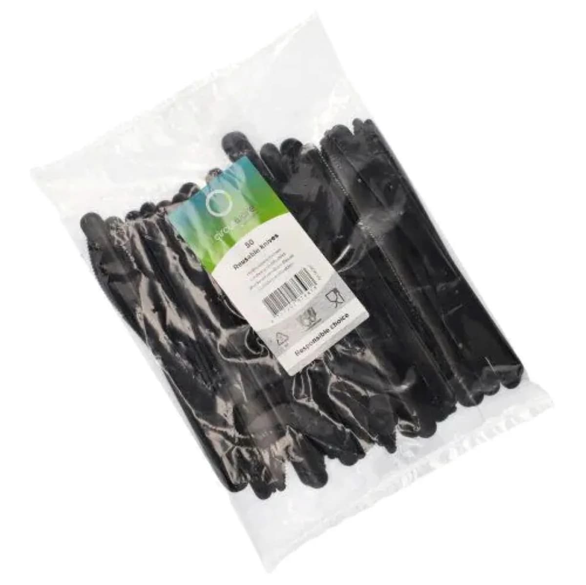 PAPSTAR Mehrwegmesser Schwarz 18,5 cm 50 Stk. Polypropylen