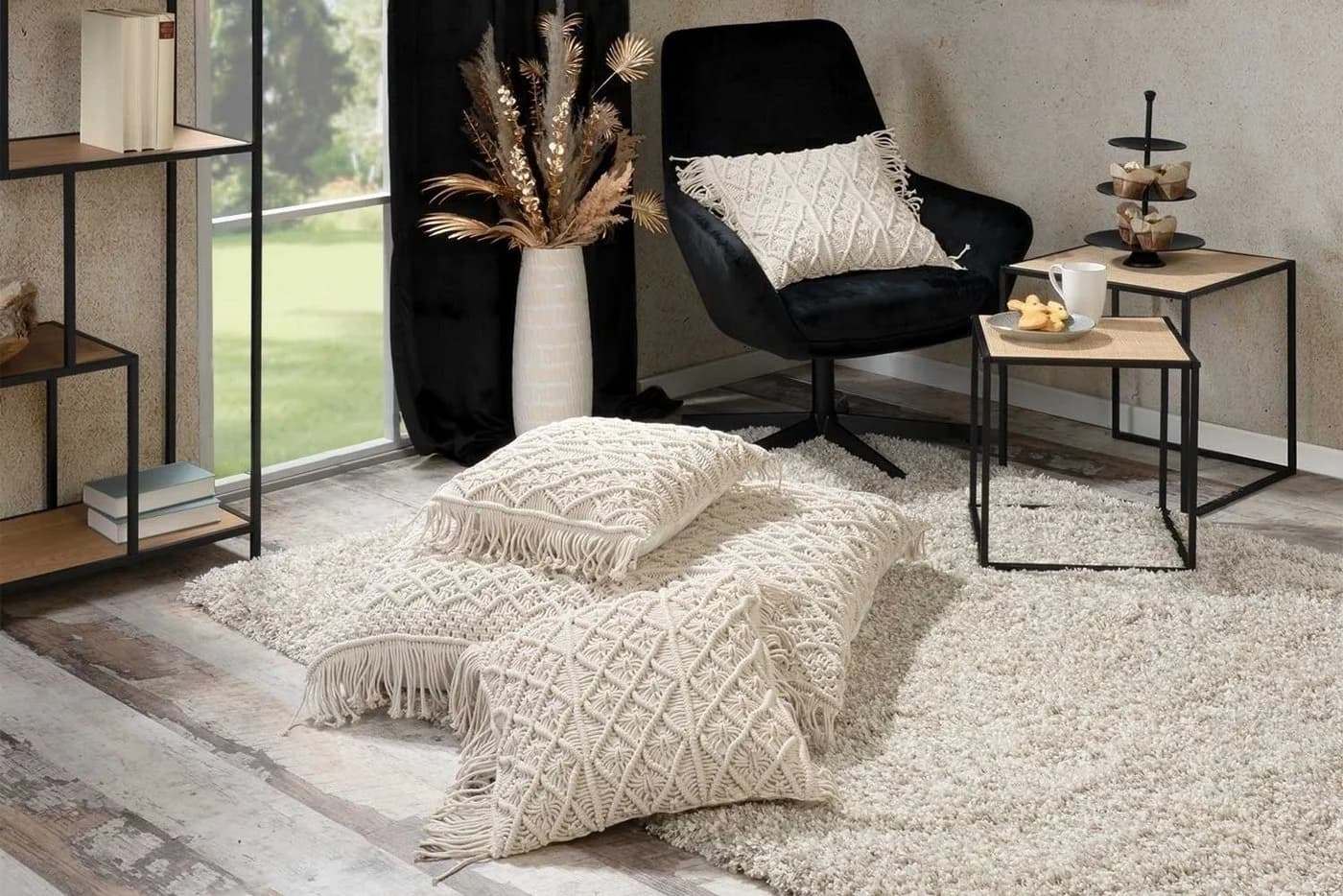 OTTO DE Dekokissen MACRAME Creme Baumwolle mit Fransen