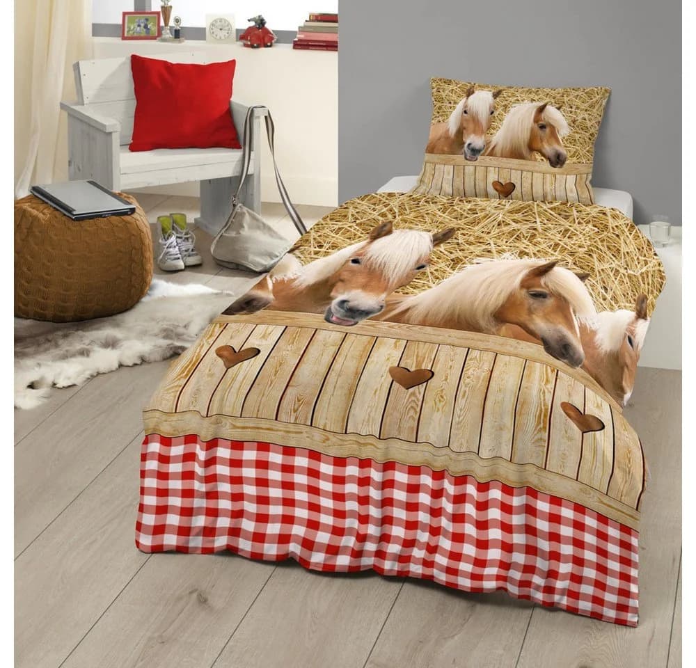 good morning Kinderbettwäsche Horses 5058 Sand Bunt 2-teilig Tiermotiv
