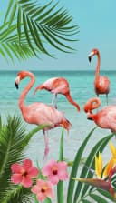 Good Morning Strandtuch Flamingo Velours-Frottier Blau-Türkis Bild 5