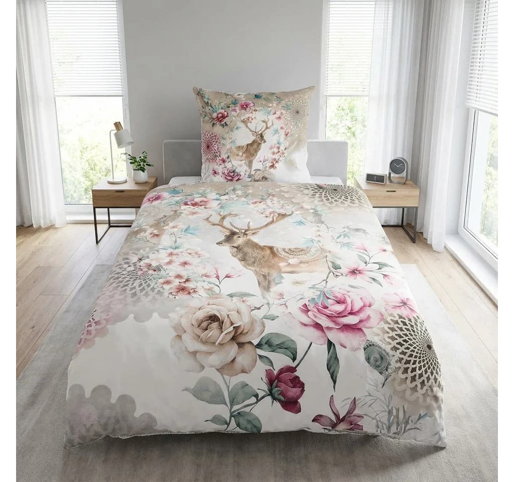 Traumschloss Bettwäsche Comfort Flanell 2-teilig Winterlicher Hirsch