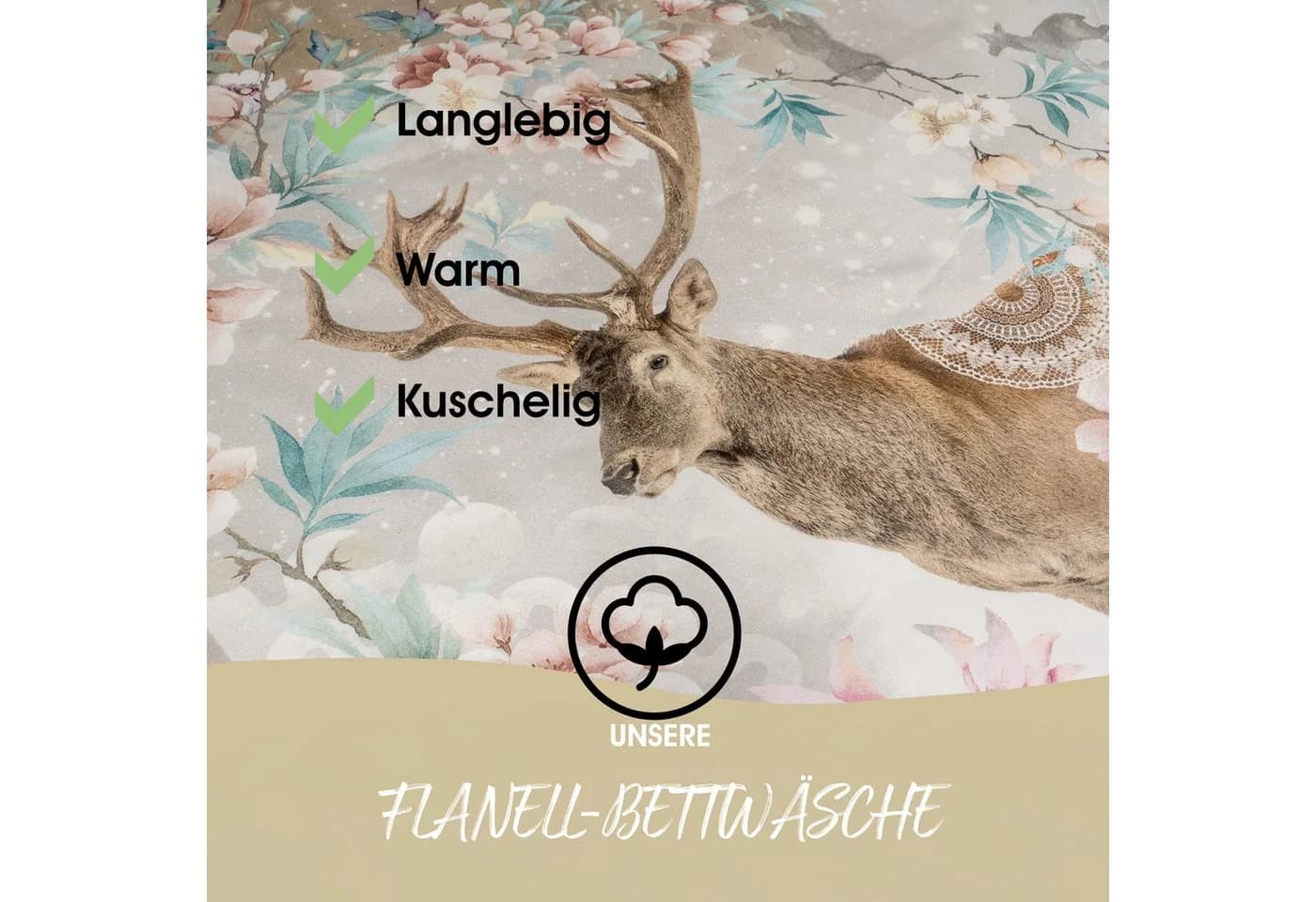 Traumschloss Bettwäsche Comfort Flanell 2-teilig Winterlicher Hirsch - Bild 5