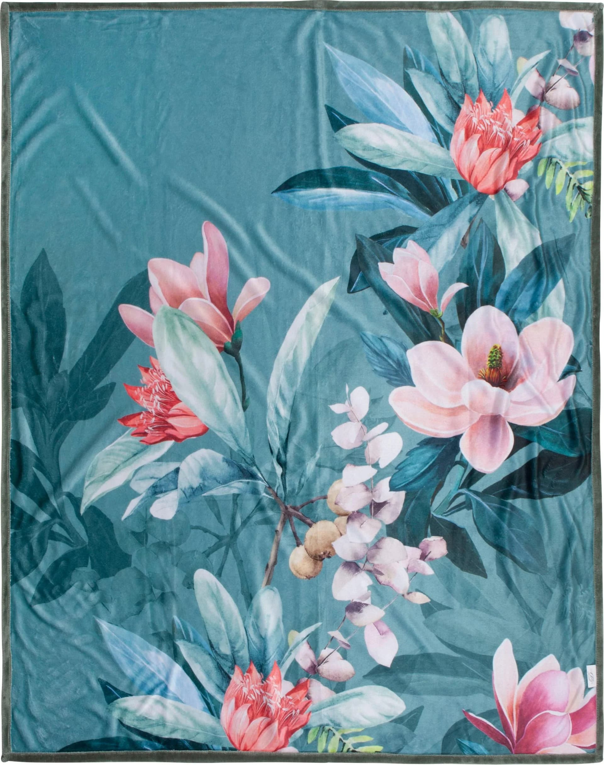 Plaid DESCANSO "Parler" Grün Blumenmuster 130x160 cm
