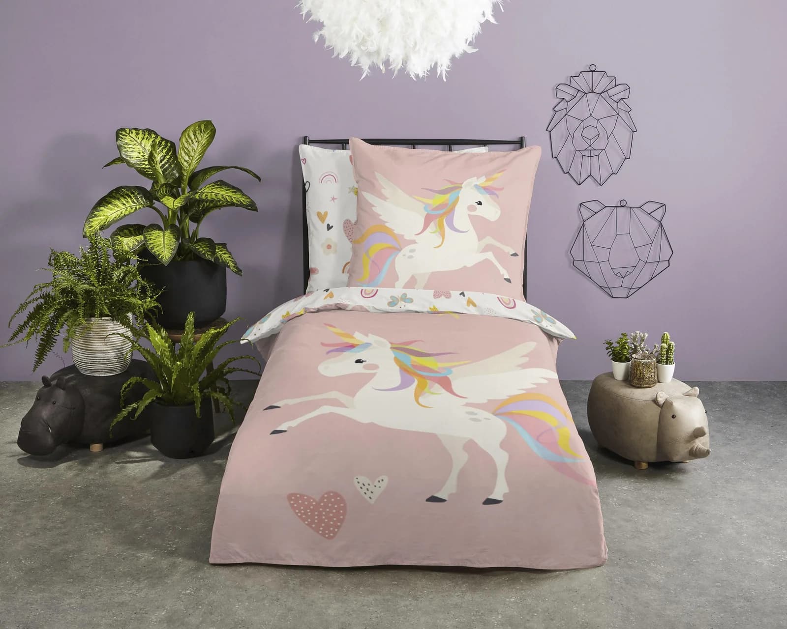 good morning Bettwäsche Renforcé 2tlg Einhorn Rosa