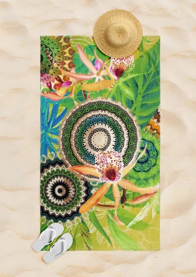 Strandtuch HIP Yissa Grün Frotteevelours Mandala