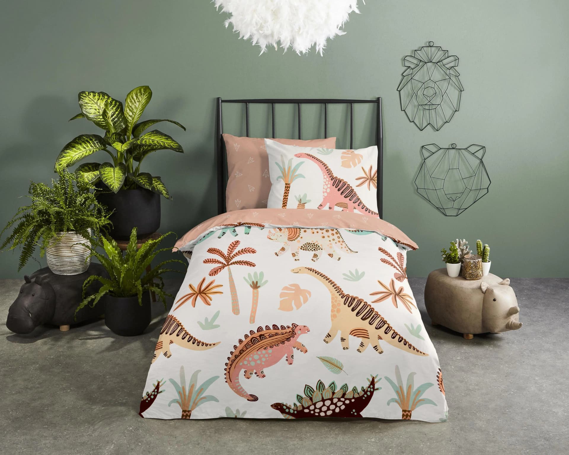 Good Morning Babybettwäsche Dino Bunt 100x135cm