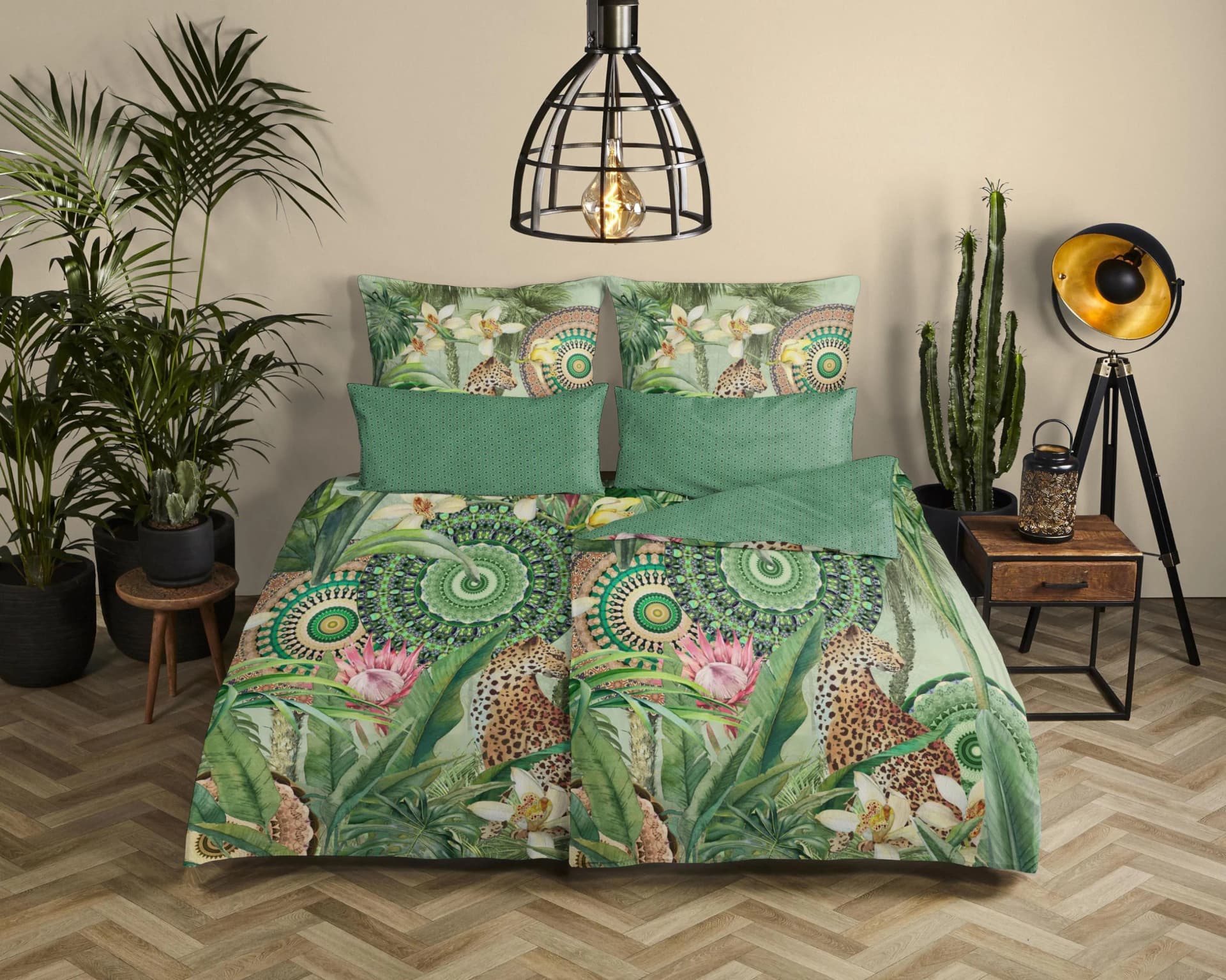 HIP Wendebettwäsche Abhita Grün Satin 100% Baumwolle