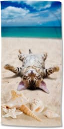 Good Morning Strandtuch Beachcat Bunt Microfaser Kinder Katze Bild 2