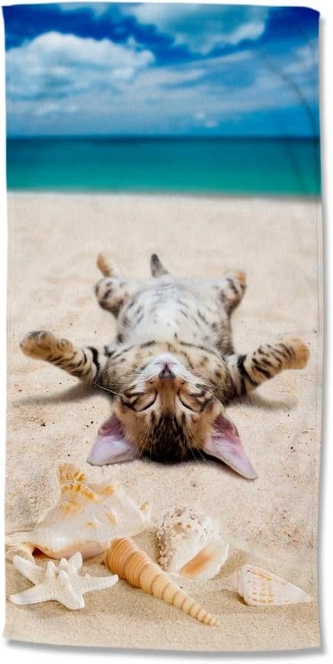 Good Morning Strandtuch Beachcat Bunt Microfaser Kinder Katze - Bild 2