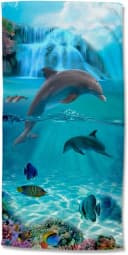 GOOD MORNING Kinderstrandtuch Will Blau Microfaser Delfin Bild 2