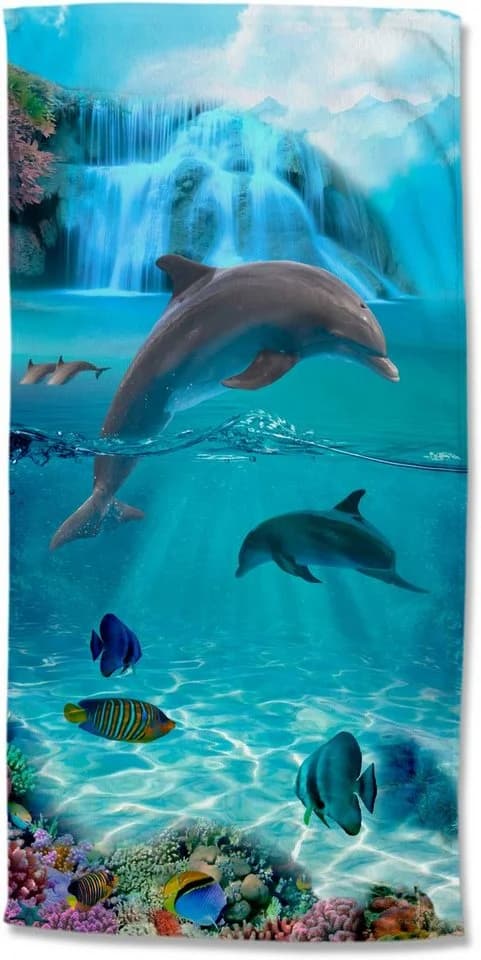 GOOD MORNING Kinderstrandtuch Will Blau Microfaser Delfin - Bild 2