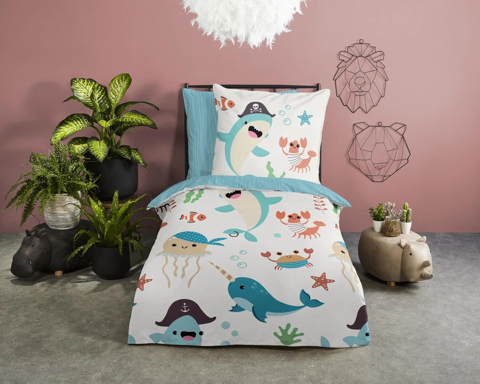 Good Morning Kinderbettwäsche Seaworlds Blau Renforcé