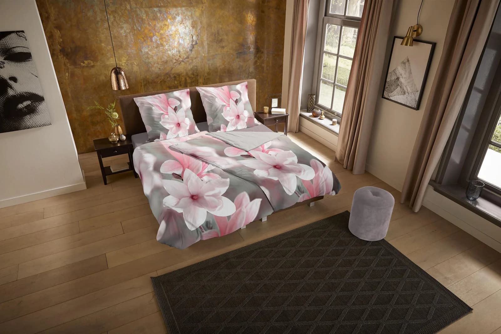 Pure Wendebettwäsche Magnalia Rosa 135x200 cm Microfaser