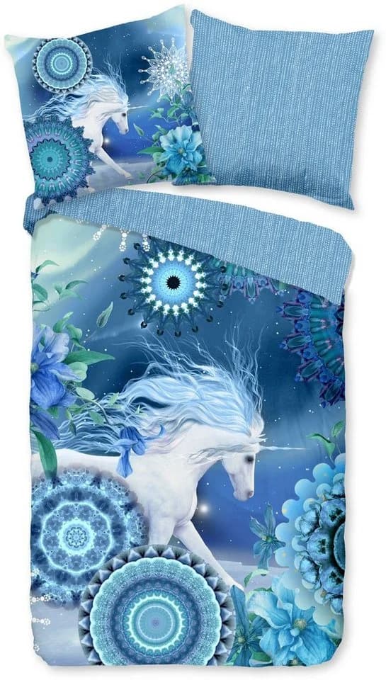 HIP Wendebettwäsche Lumi Blau 135x200 cm Biber Flanell
