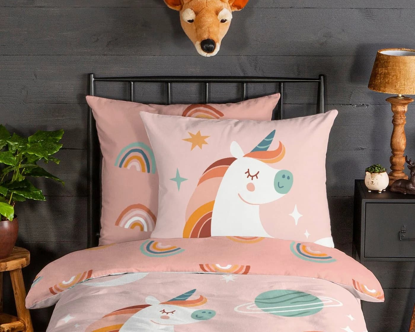 Good Morning Kinderbettwäsche Einhorn Rosa Biber 2-tlg. - Bild 3
