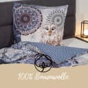 Traumschloss Flanell Bettwäsche Comfort Baumwolle, 2-teilig, blaue Mandalas mit Eule Bild 4